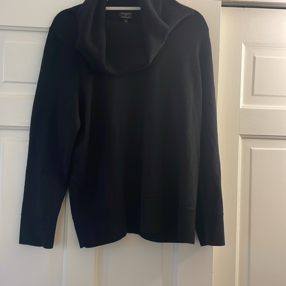 Talbots woman’s  Black Merino Wool Cowl neck Sweater - Picture 12 of 14